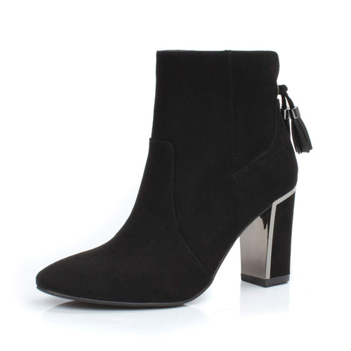 Briana Black Fashion Trendy Faux Leather Ankle Boot