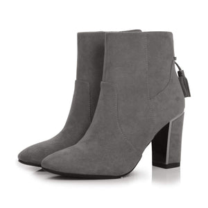 Braina Grey Fashion Trendy Faux Leather Ankle Boot