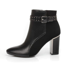 Load image into Gallery viewer, Bridget Black Fashion Trendy Faux Leather Ankle Boot