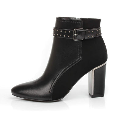 Bridget Black Fashion Trendy Faux Leather Ankle Boot
