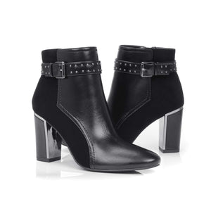 Bridget Black Fashion Trendy Faux Leather Ankle Boot
