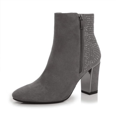 Glitter Grey Fashion Trendy Faux Leather Ankle Boot