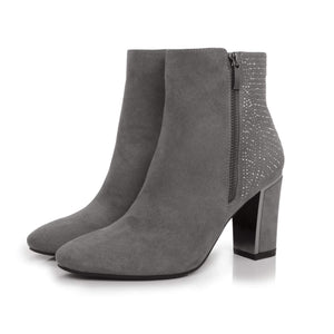Glitter Grey Fashion Trendy Faux Leather Ankle Boot