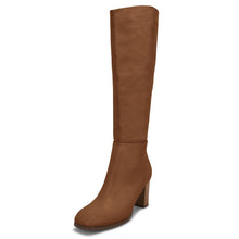 Load image into Gallery viewer, Brown Fashionable Chunky Block Knee High Boots