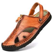 Load image into Gallery viewer, Brown Men&#39;s Leather Outdoor Stylish Summer Sandals