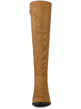 Load image into Gallery viewer, Brown Suede Knee High Side Zipper Boots