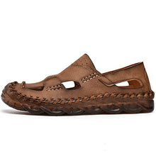 Load image into Gallery viewer, Brown Outdoor Men&#39;s Leather Closed Toe Sandals