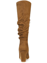 Load image into Gallery viewer, Brown Slouchy Pointy Toe Knee High Boots