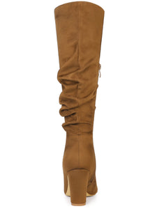Brown Slouchy Pointy Toe Knee High Boots