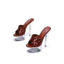 Load image into Gallery viewer, Brown Transparent Clear Platform Open Toe Stiletto Heels