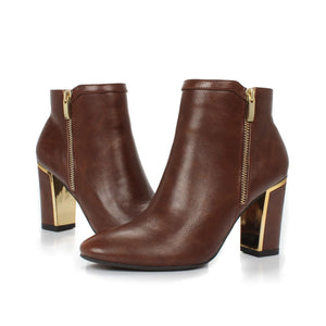 Brown Fashion Trendy Faux Leather Ankle Boot