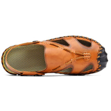 Load image into Gallery viewer, Brown Men&#39;s Leather Closed Toe Outdoor Sandals