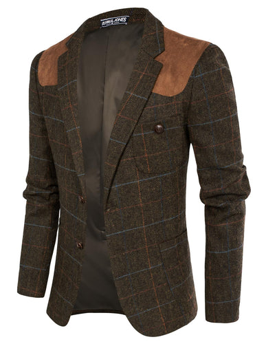 Men's British Brown Tweed Wool Long Sleeve Blazer