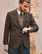 Load image into Gallery viewer, Men&#39;s British Brown Tweed Wool Long Sleeve Blazer