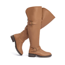 Load image into Gallery viewer, Brown Pu Wide Calf Stylish Over The Knee Boots