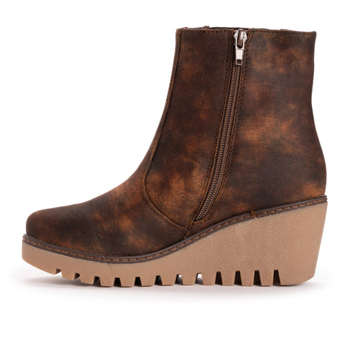 Brown Rust Winter Wedge Memory Foam Ankle Boots