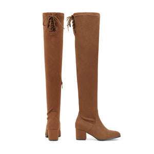 Brown Suede Style For Fall Stretch Over The Knee Boots