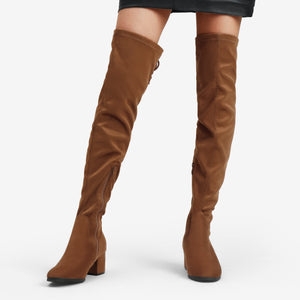 Brown Suede Style For Fall Stretch Over The Knee Boots