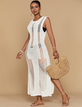 Load image into Gallery viewer, Black Sleeveless Crochet Knit Maxi Dress