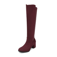 Load image into Gallery viewer, Burgundy Pixie Black Knee High Fashion Boots