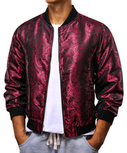 Load image into Gallery viewer, Burgundy Men&#39;s Designer Style Printed Bomber Jacket