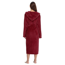 Load image into Gallery viewer, Burgundy Soft &amp; Plush Long Sleeve Hooded Robe