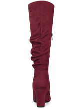 Load image into Gallery viewer, Burgundy Slouchy Pointy Toe Knee High Boots