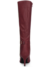Load image into Gallery viewer, Burgundy Red Destiny Black Zipper Knee High Boots