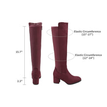 Load image into Gallery viewer, Burgundy Pixie Black Knee High Fashion Boots