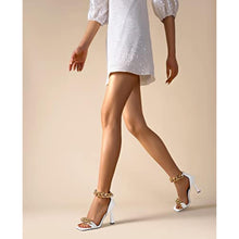 Load image into Gallery viewer, Chained Ankle Strap White Luxury Dress Heels