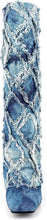 Load image into Gallery viewer, Blue Textured Denim Knee High Embellished Boots