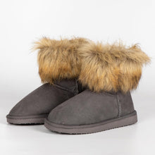 Load image into Gallery viewer, Fluffy Faux Fur Olive Green Suede Ankle Style Winter Boots