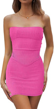 Load image into Gallery viewer, Bodycon Chic Pink Strapless Top &amp; Mini Skirt Set