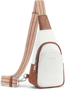 Faux Leather White/Brown Crossbody Travel Sling Bag