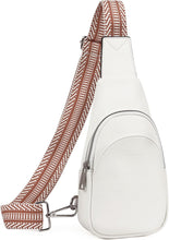 Load image into Gallery viewer, Faux Leather White/Brown Crossbody Travel Sling Bag