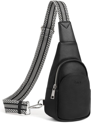 Faux Leather Black Crossbody Travel Sling Bag