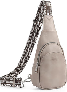 Faux Leather Light Grey Crossbody Travel Sling Bag