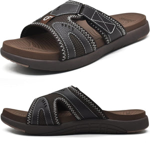 Men's Soft Cushion Brown Arch Support Slip In Sandals