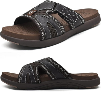 Men's Soft Cushion Dark Brown Arch Support Slip In Sandals