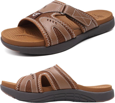 Men's Soft Cushion Brown Arch Support Slip In Sandals