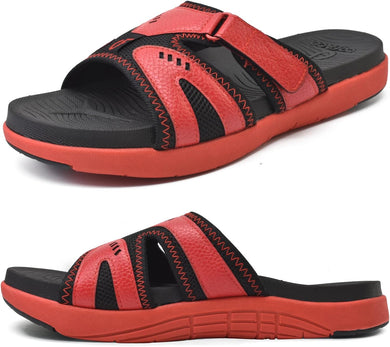 Men's Soft Cushion Red/Black Arch Support Slip In Sandals