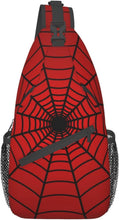 Load image into Gallery viewer, Men&#39;s Red Spider Web Crossbody Sling Backpack