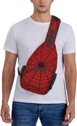 Men's Red Spider Web Crossbody Sling Backpack