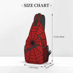 Men's Red Spider Web Crossbody Sling Backpack