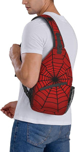 Men's Red Spider Web Crossbody Sling Backpack