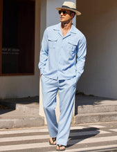 Load image into Gallery viewer, Men&#39;s Island Light Grey Linen Short Sleeve Shirt &amp; Pants Set