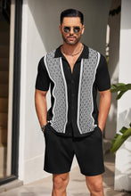 Load image into Gallery viewer, Men&#39;s Vintage Inspired Black Knit Short Shirt &amp; Shorts Set