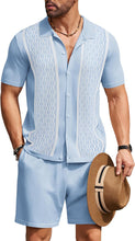 Load image into Gallery viewer, Men&#39;s Vintage Inspired Beige Knit Short Shirt &amp; Shorts Set