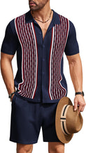 Load image into Gallery viewer, Men&#39;s Vintage Inspired Brown Knit Short Shirt &amp; Shorts Set