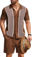 Load image into Gallery viewer, Men&#39;s Vintage Inspired Beige Knit Short Shirt &amp; Shorts Set